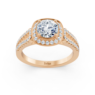 Doppel Halo Diamant Verlobungsring aus 14 Karat Roségold