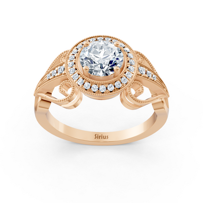 Vintage Verlobungsring mit Diamanten in 14K Roségold
