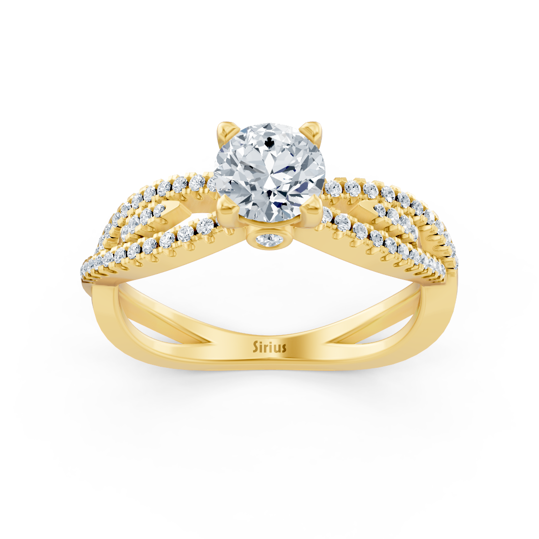 Gelbgold Diamant Verlobungsring "Offene Schiene"