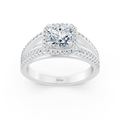 Zarter Halo Diamant Verlobungsring aus 14 Karat Weißgold