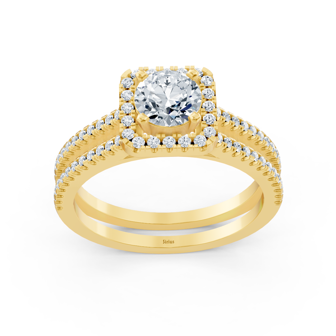 yellow gold diamond halo ring