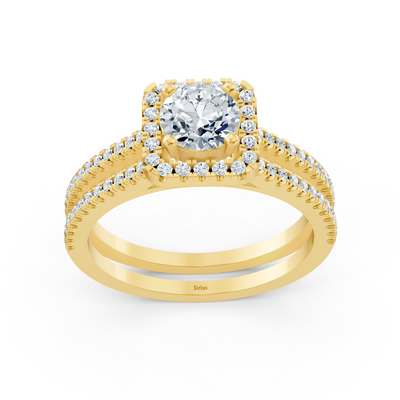 yellow gold diamond halo ring