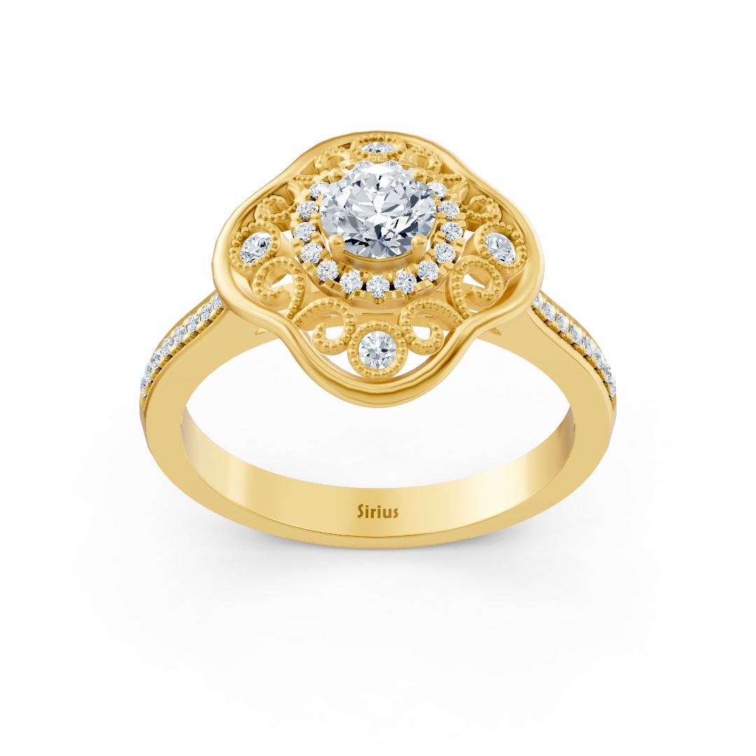 Blooming Brilliance 14 Karat Gelbgold Blumen Diamantring