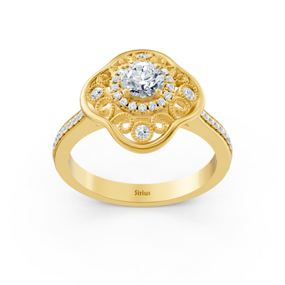 Blooming Brilliance 14 Karat Gelbgold Blumen Diamantring