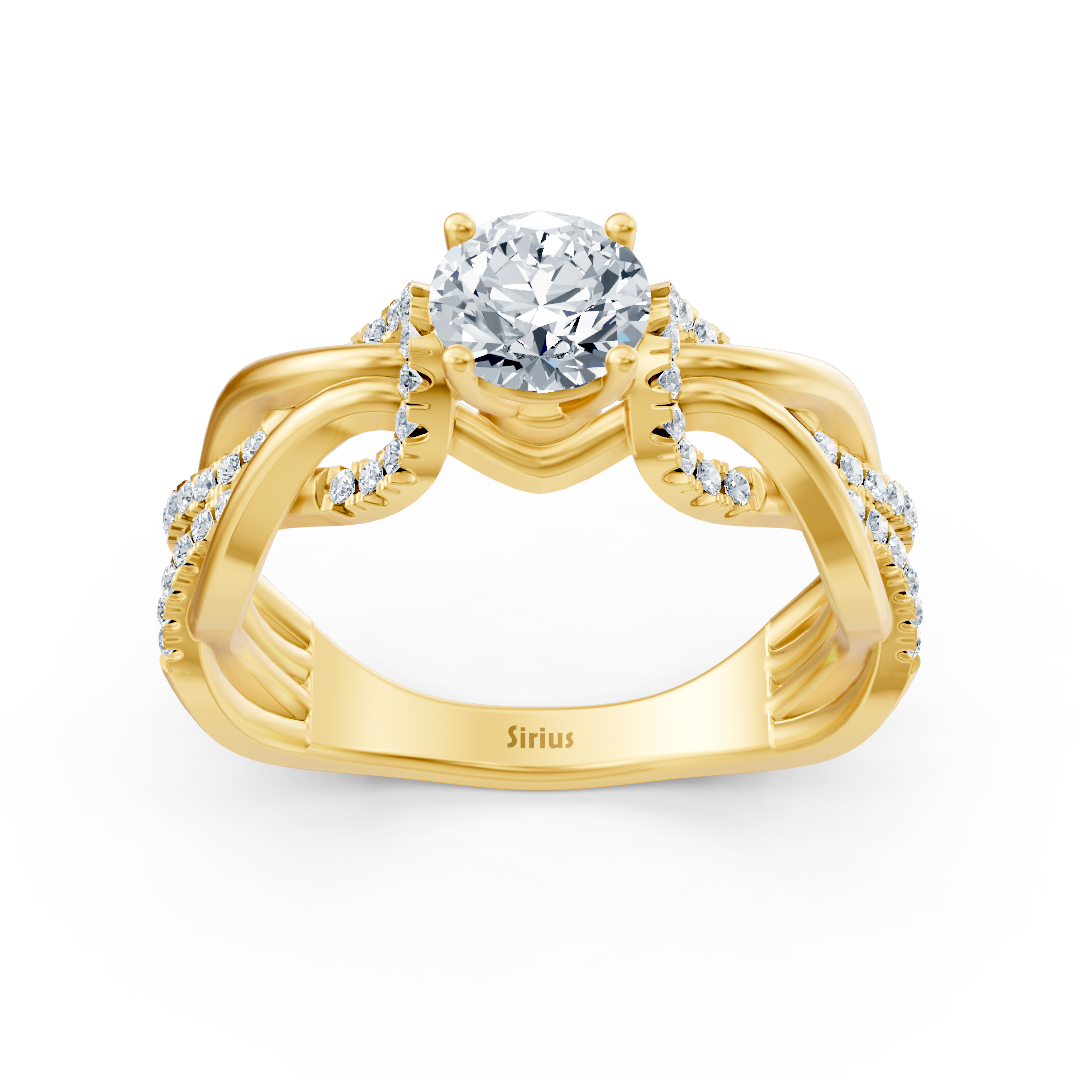 Yellow gold diamond engagement ring "Intertwined Path"