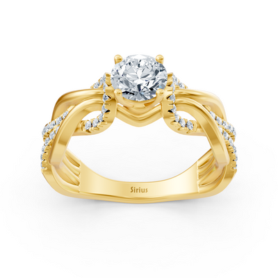 Yellow gold diamond engagement ring "Intertwined Path"