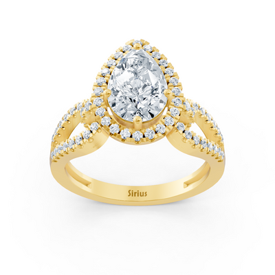 Majestic Pear 14k Yellow Gold Marquise Diamond Ring