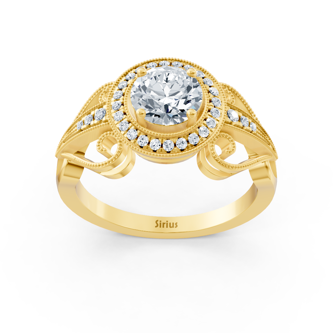 Vintage Verlobungsring mit Diamanten in 14K Gelbgold