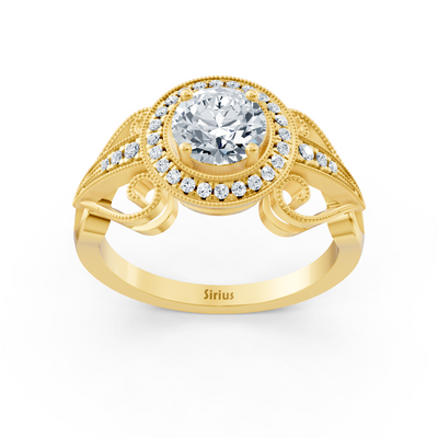 Vintage Verlobungsring mit Diamanten in 14K Gelbgold