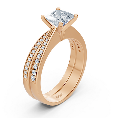 Roségold Diamant Prinzessschliff Vorsteckring mit Akzenten