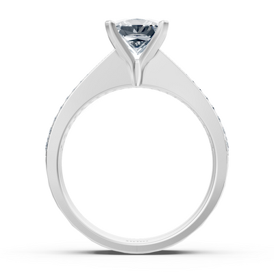Weißgold Diamant Prinzessschliff Vorsteckring mit Akzenten