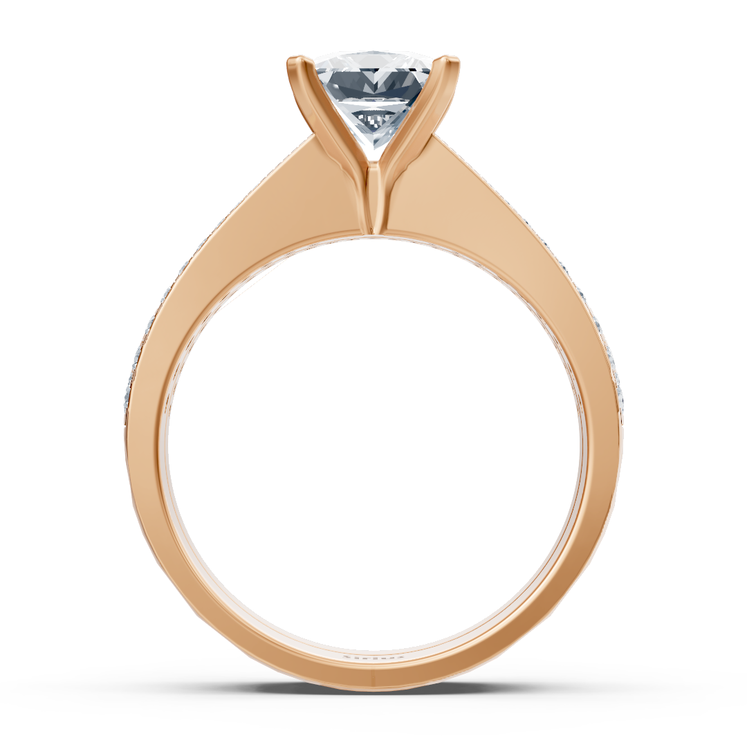Roségold Diamant Prinzessschliff Vorsteckring mit Akzenten