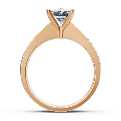 Roségold Diamant Prinzessschliff Vorsteckring mit Akzenten