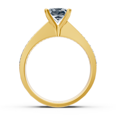 Yellow gold diamond princess cut stacking ring with accents