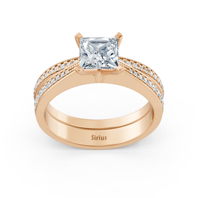 Roségold Diamant Prinzessschliff Vorsteckring mit Akzenten