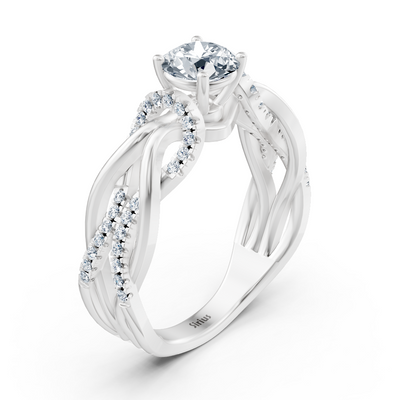 White gold diamond engagement ring "Intertwined Path"