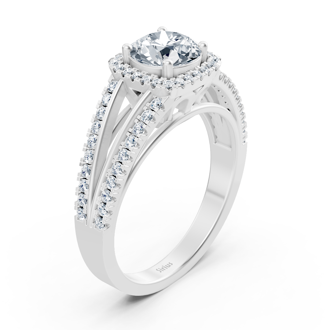 Zarter Halo Diamant Verlobungsring aus 14 Karat Weißgold