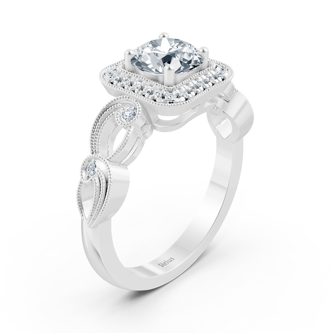 Vintage Elegance 14 Karat Weissgold Diamantring