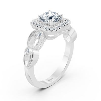 Vintage Elegance 14 Karat Weissgold Diamantring