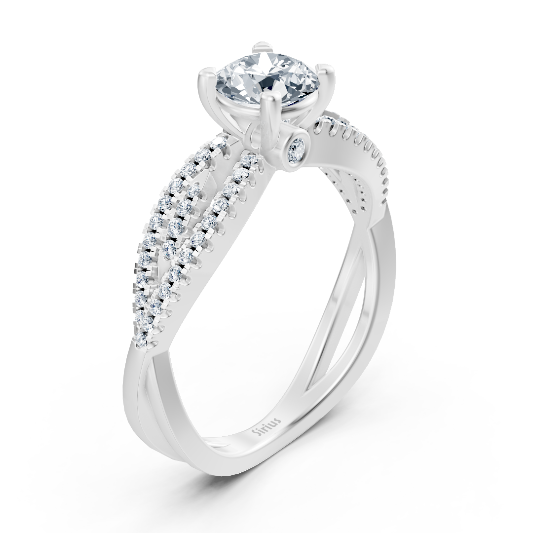 Weißgold Diamant Verlobungsring "Offene Schiene"