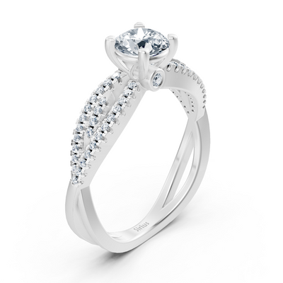 Weißgold Diamant Verlobungsring "Offene Schiene"