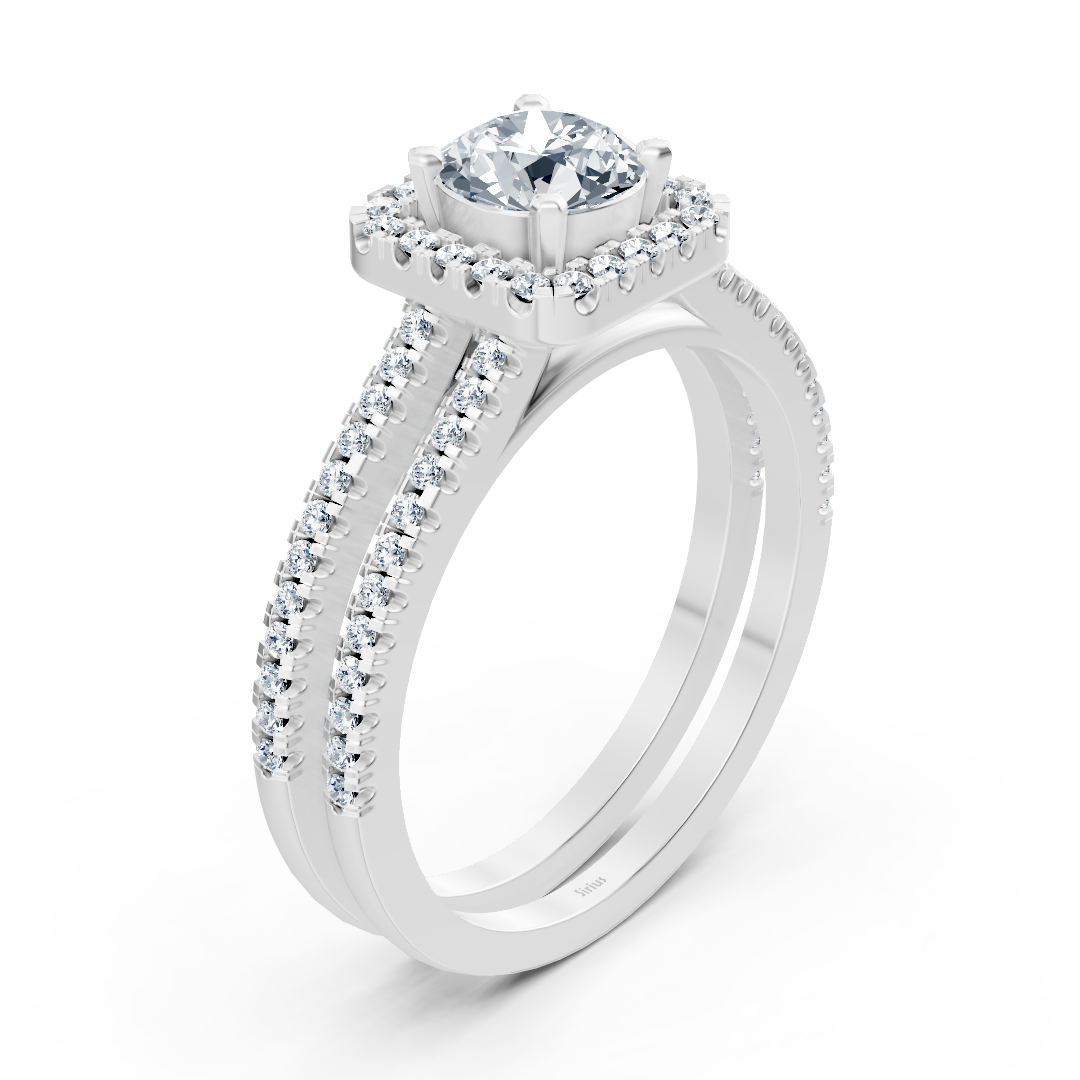 Weißgold Diamant Halo Ring