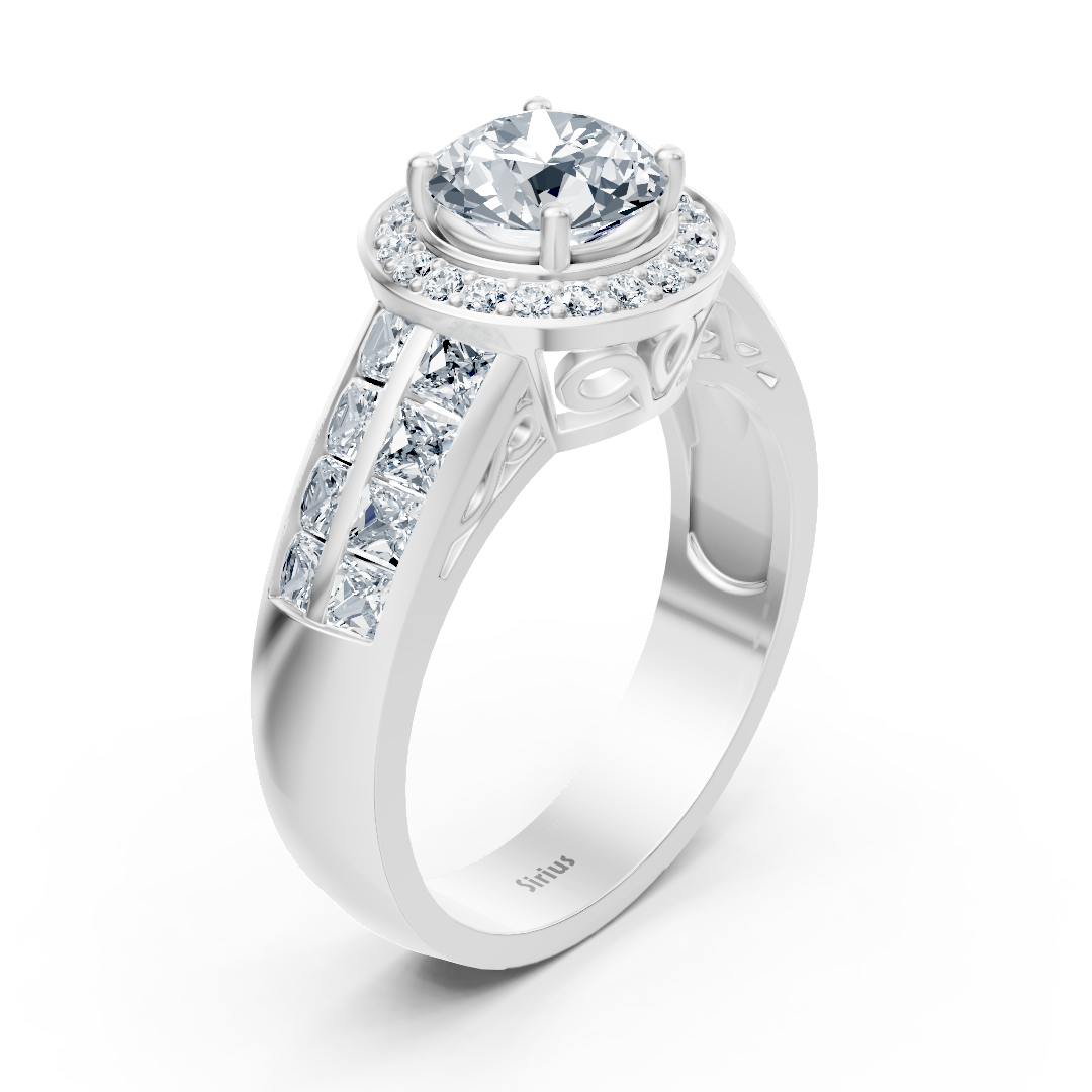 14 Karat Weißgold Solitär Diamant Verlobungsring mit Akzentsteinen