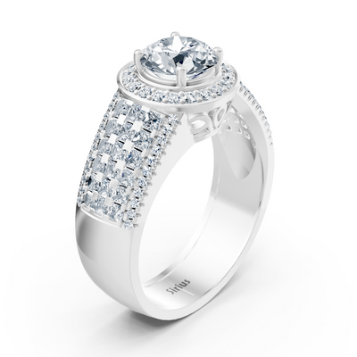 Triple Layer Diamond Ring 14K White Gold