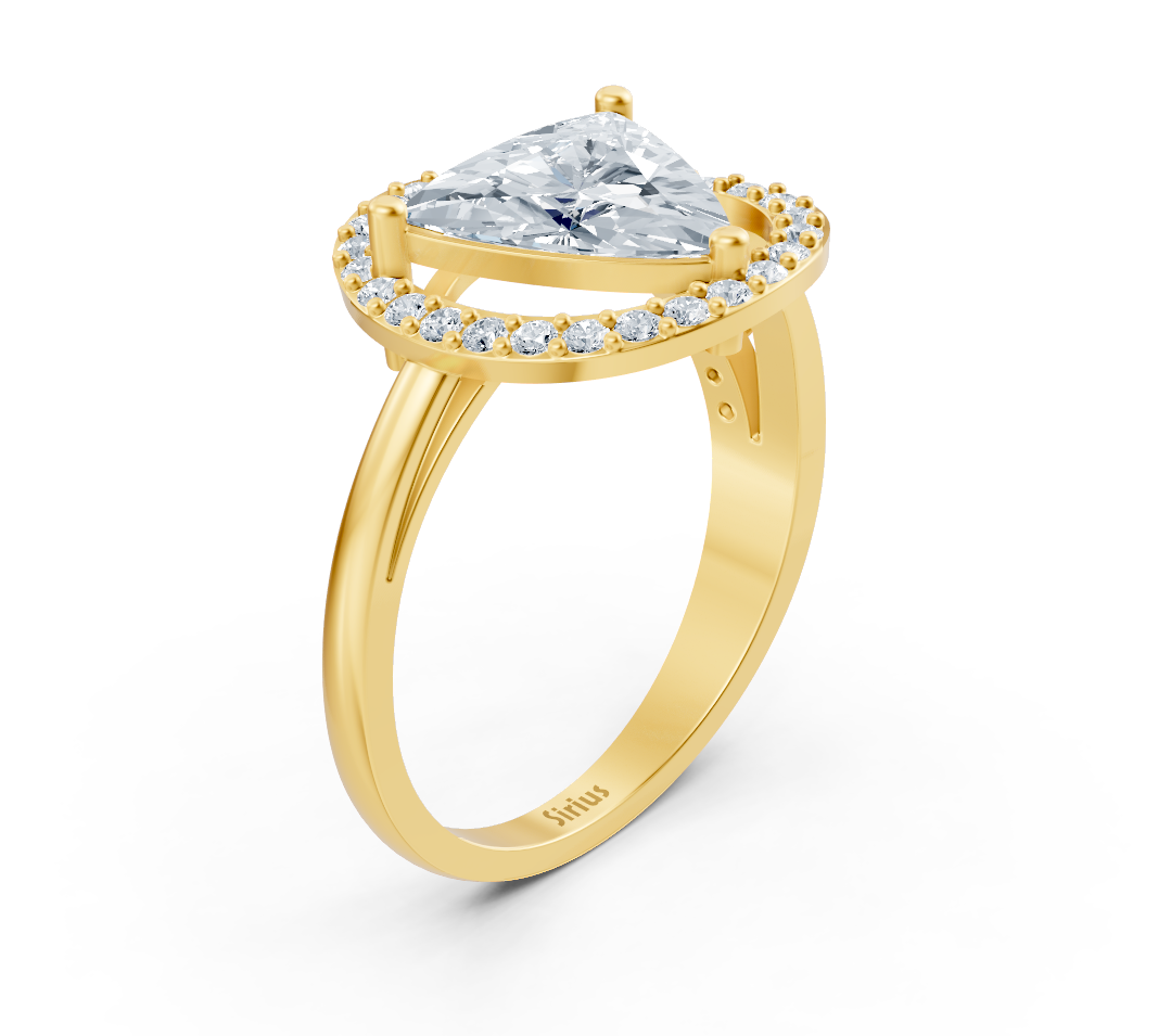 Eleganter Trillion-Diamantring aus 14K Gelbgold – Laborgezüchtet