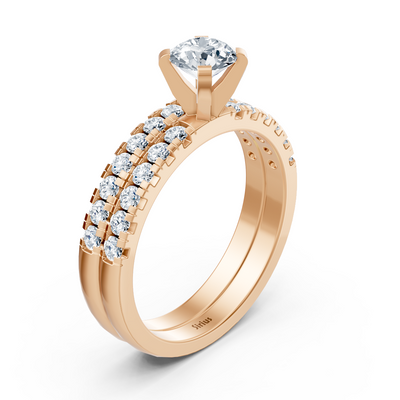 Roségold Diamant Vorsteckring mit Beisteckring