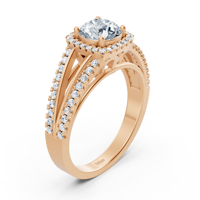 Zarter Halo Diamant Verlobungsring aus 14 Karat Roségold