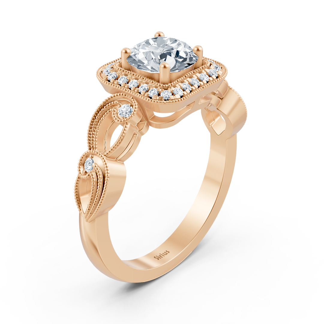Vintage Elegance 14 Karat Roségold Diamantring