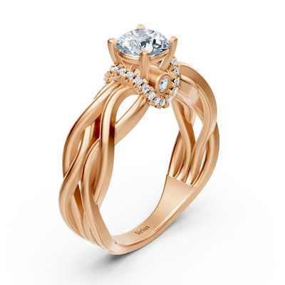 Rosegold Diamant Twist Verlobungsring - Solitär Design