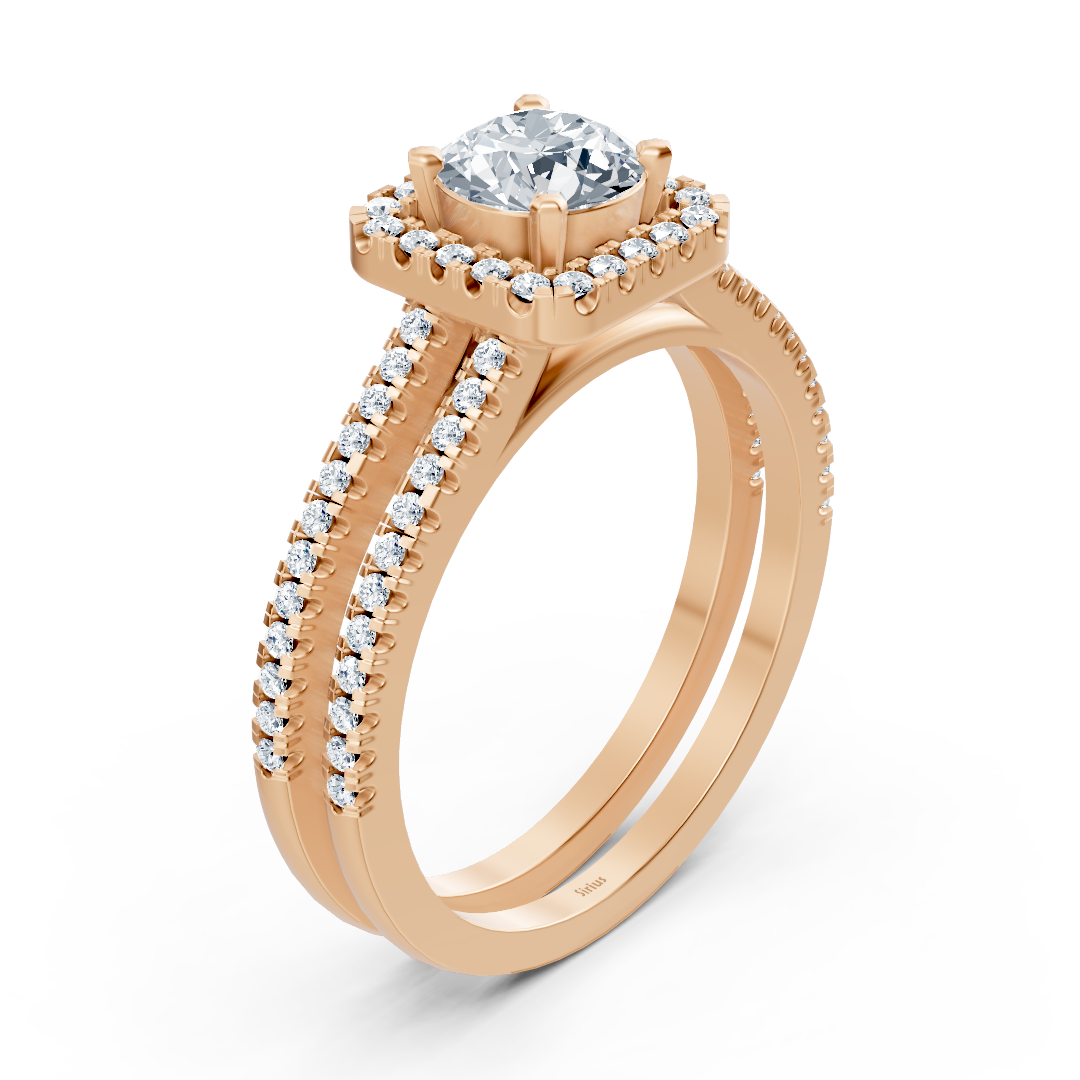 Roségold Diamant Halo Ring