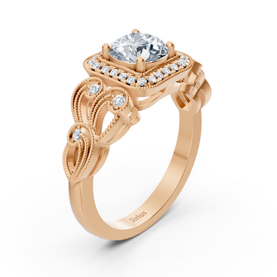 Vintage Romance 14 Karat Roségold Diamantring