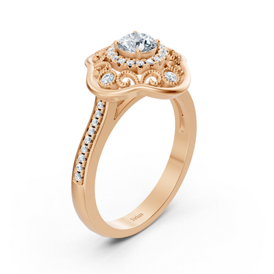 Blooming Brilliance 14 Karat Roségold Blumen Diamantring