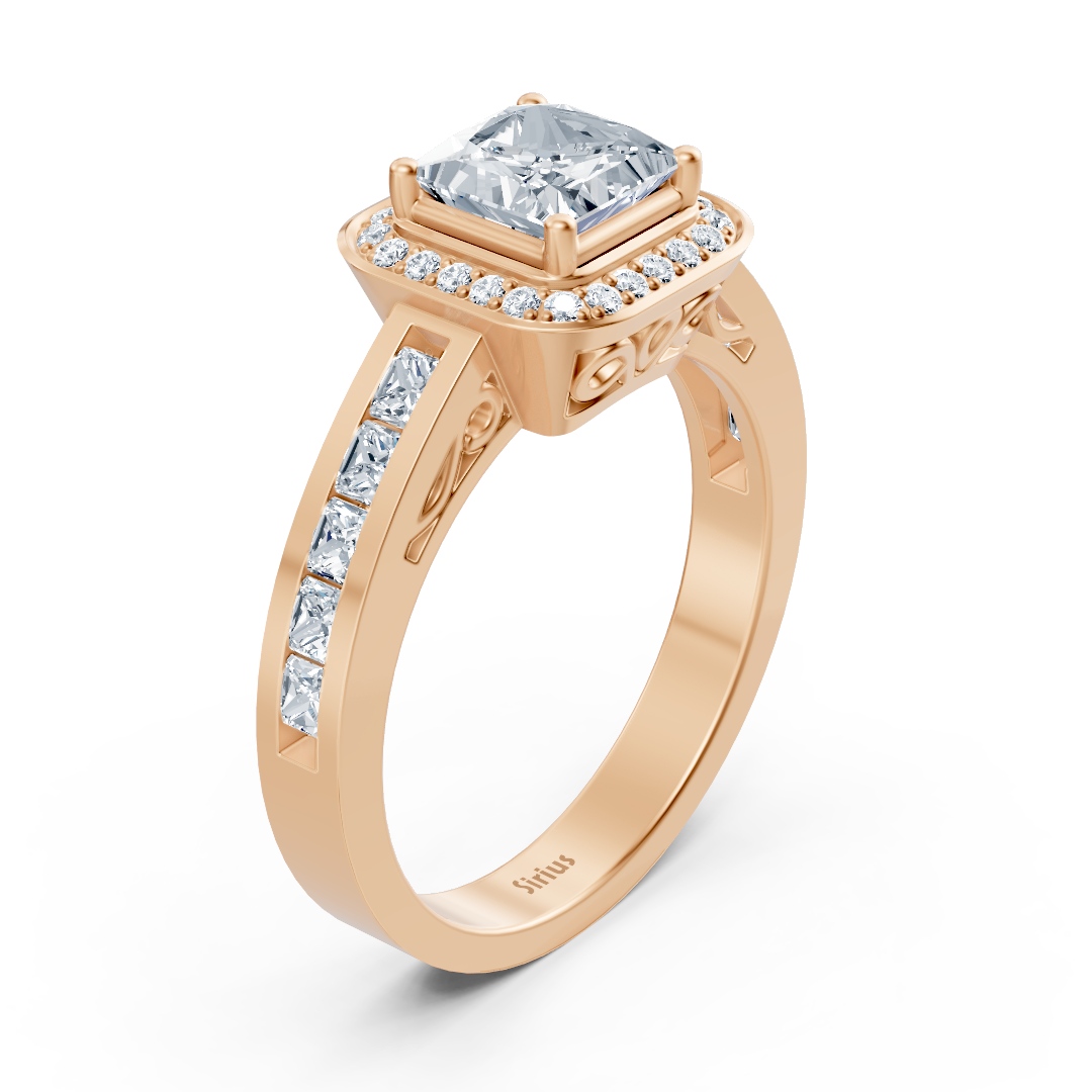 Prinzess Diamant Halo Ring 14K Roségold