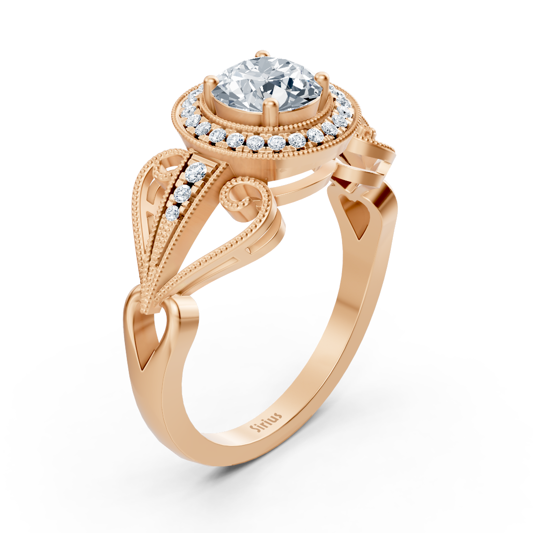 Vintage Verlobungsring mit Diamanten in 14K Roségold