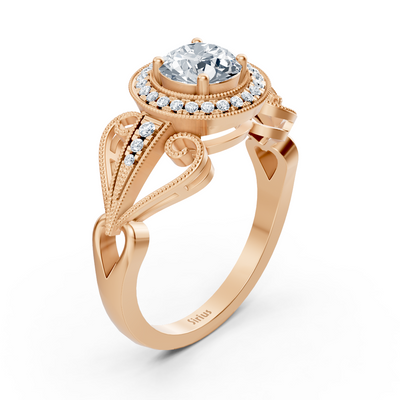 Vintage Verlobungsring mit Diamanten in 14K Roségold