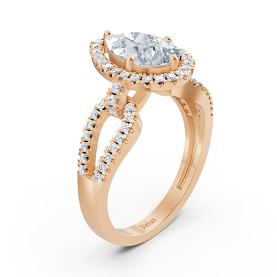 Majestic Pear 14 Karat Roségold Marquise Diamantring