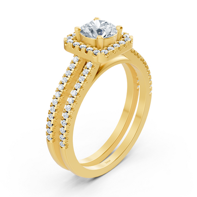 yellow gold diamond halo ring