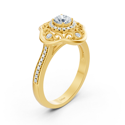 Blooming Brilliance 14 Karat Gelbgold Blumen Diamantring