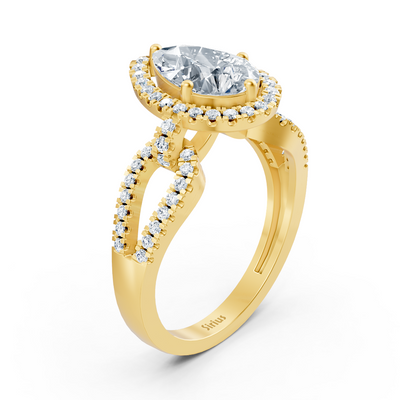 Majestic Pear 14k Yellow Gold Marquise Diamond Ring