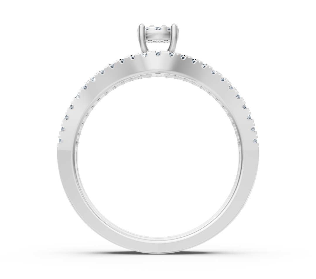 Eleganter Verlobungsring mit Diamantreihen in Weißgold