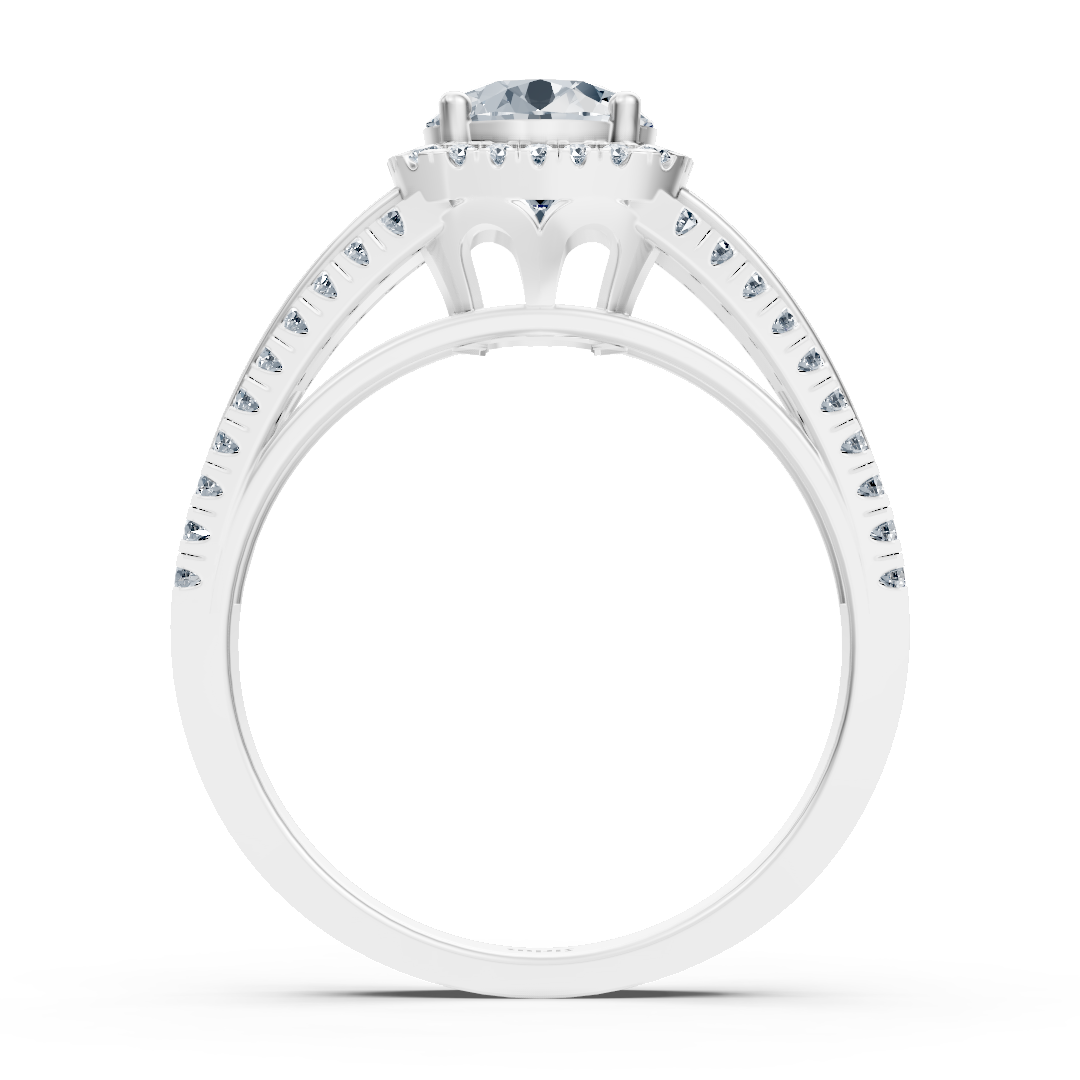 Zarter Halo Diamant Verlobungsring aus 14 Karat Weißgold