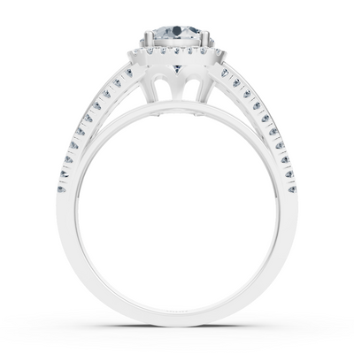 Zarter Halo Diamant Verlobungsring aus 14 Karat Weißgold