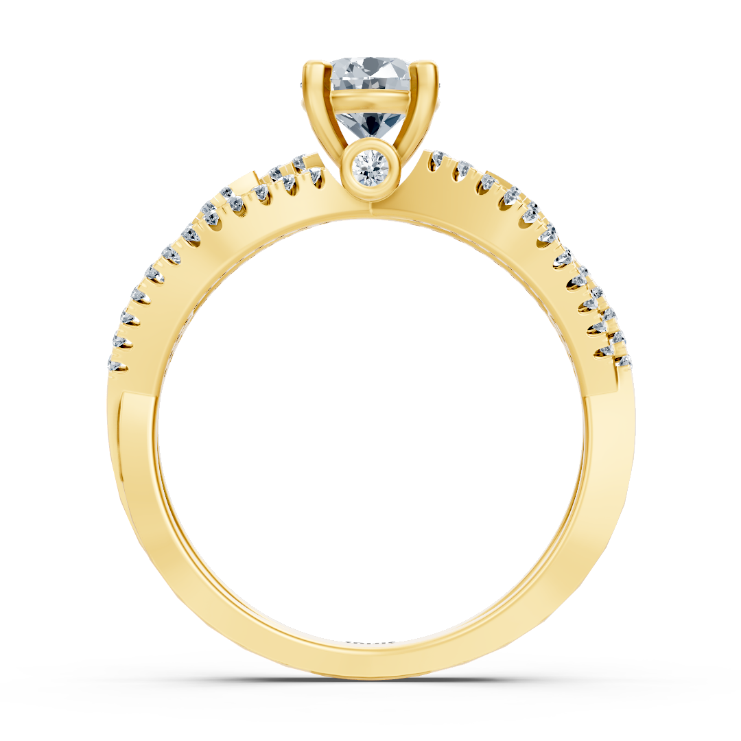 Gelbgold Diamant Verlobungsring "Offene Schiene"