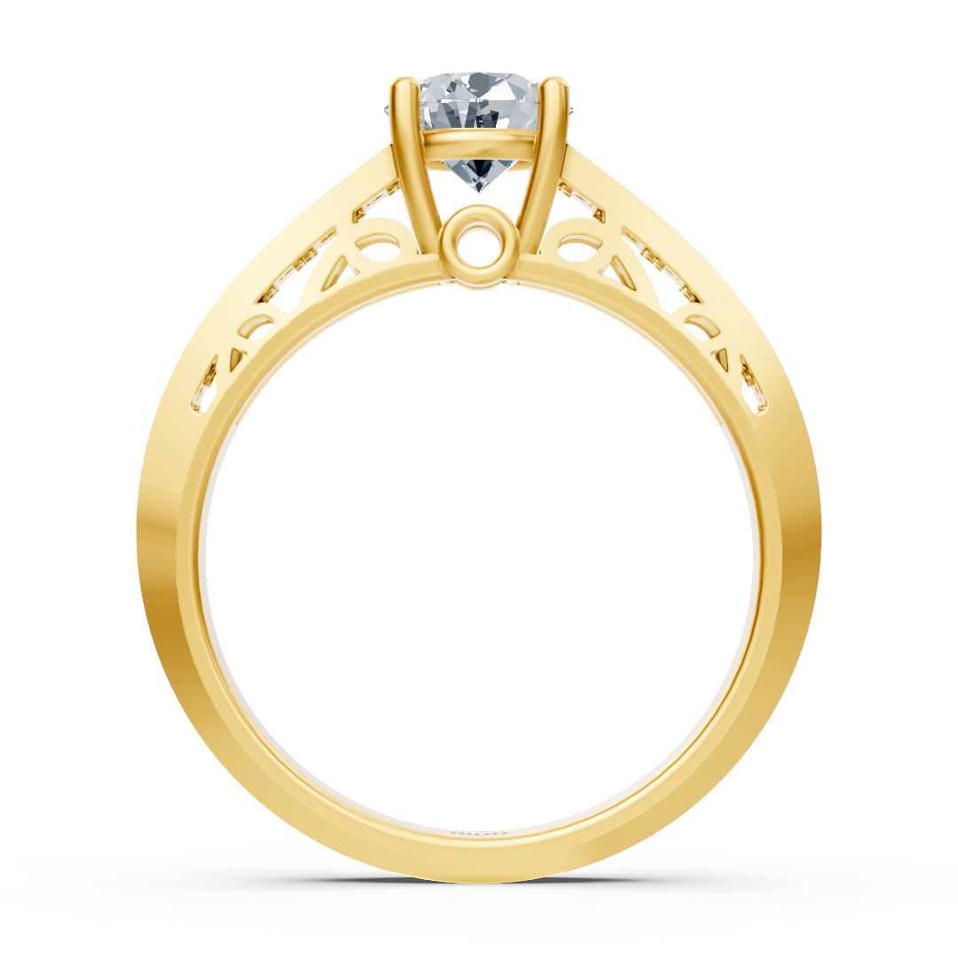 Yellow gold diamond solitaire ring with accent diamonds