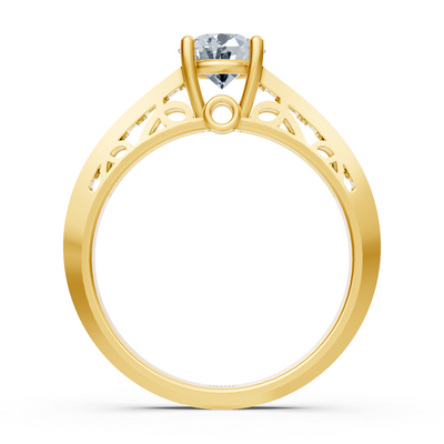 Yellow gold diamond solitaire ring with accent diamonds