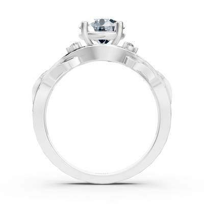 White gold diamond engagement ring "Romantic Leaves"